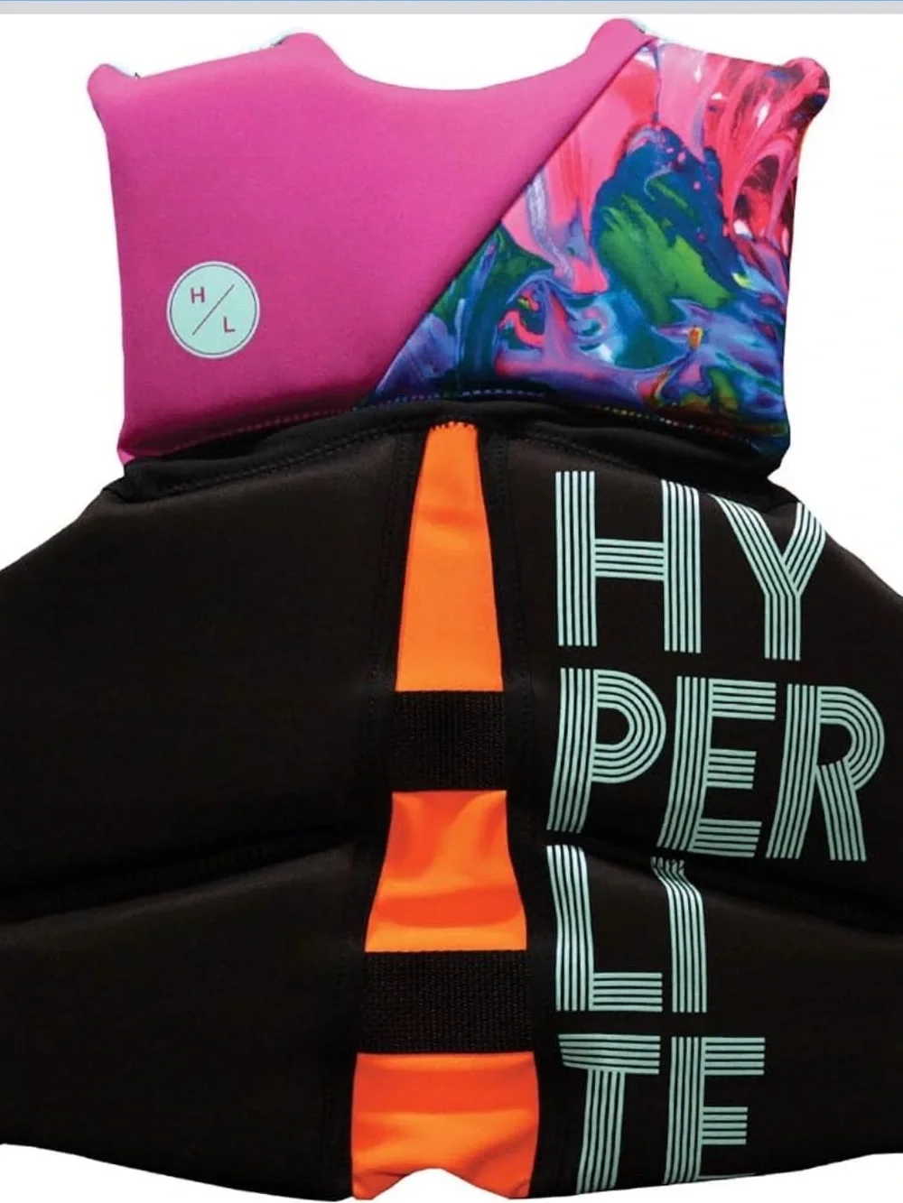 Hyperlite Kids' Pink & Black Neoprene Life Vest - Front-Zip